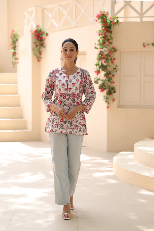 Women Floral Printed Pure Cotton Top